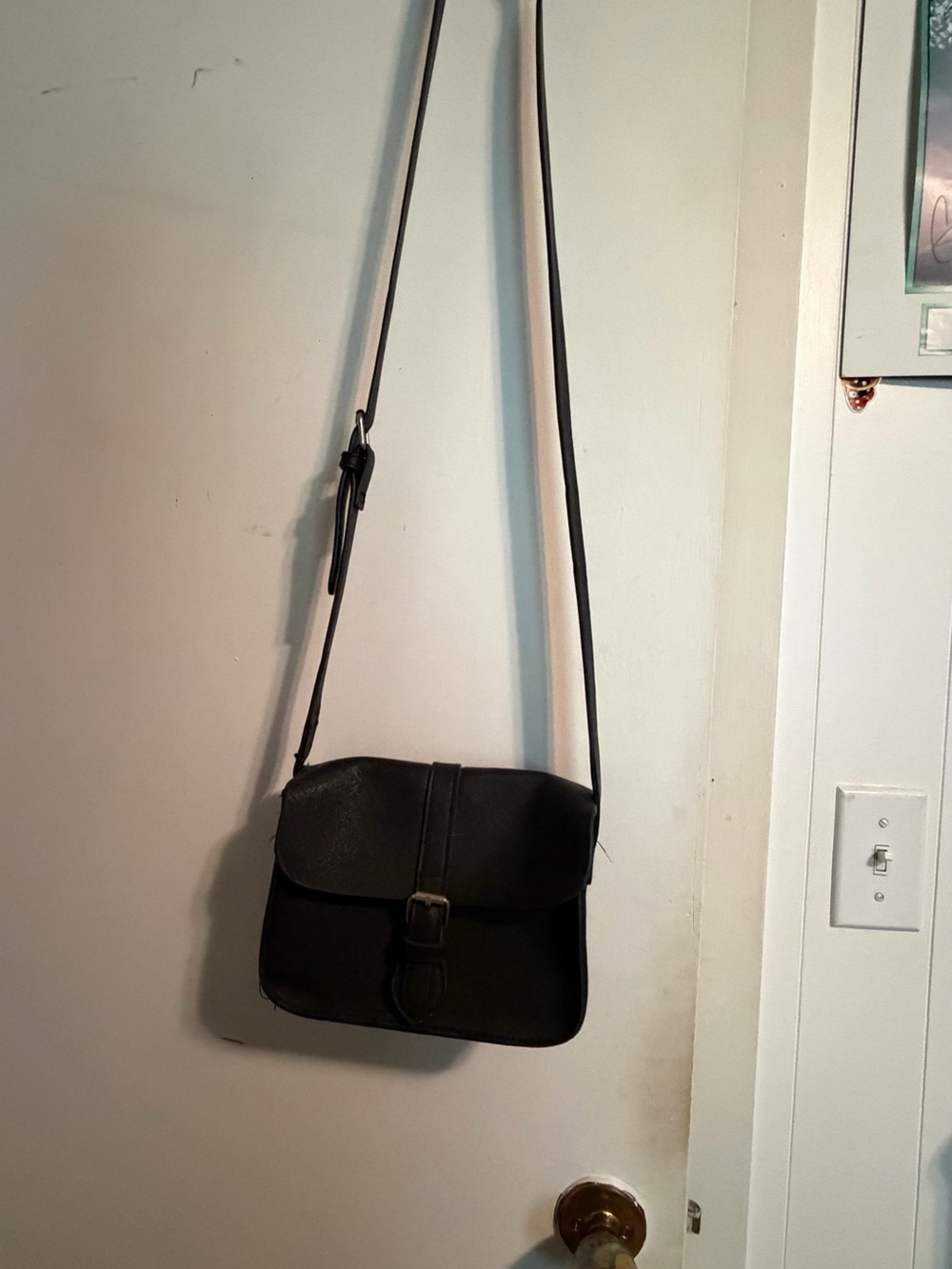 Ardene Black Crossbody Satchel with Front Buckle